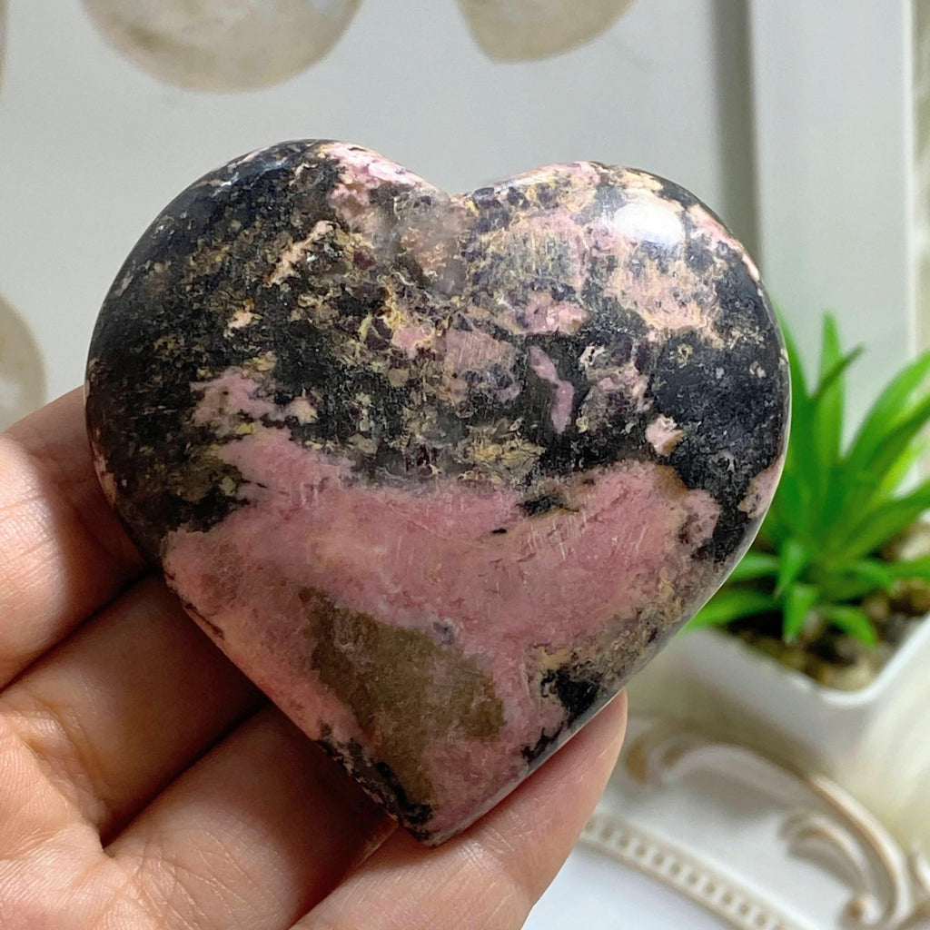 Rhodonite Medium Love Heart Carving #1 - Earth Family Crystals