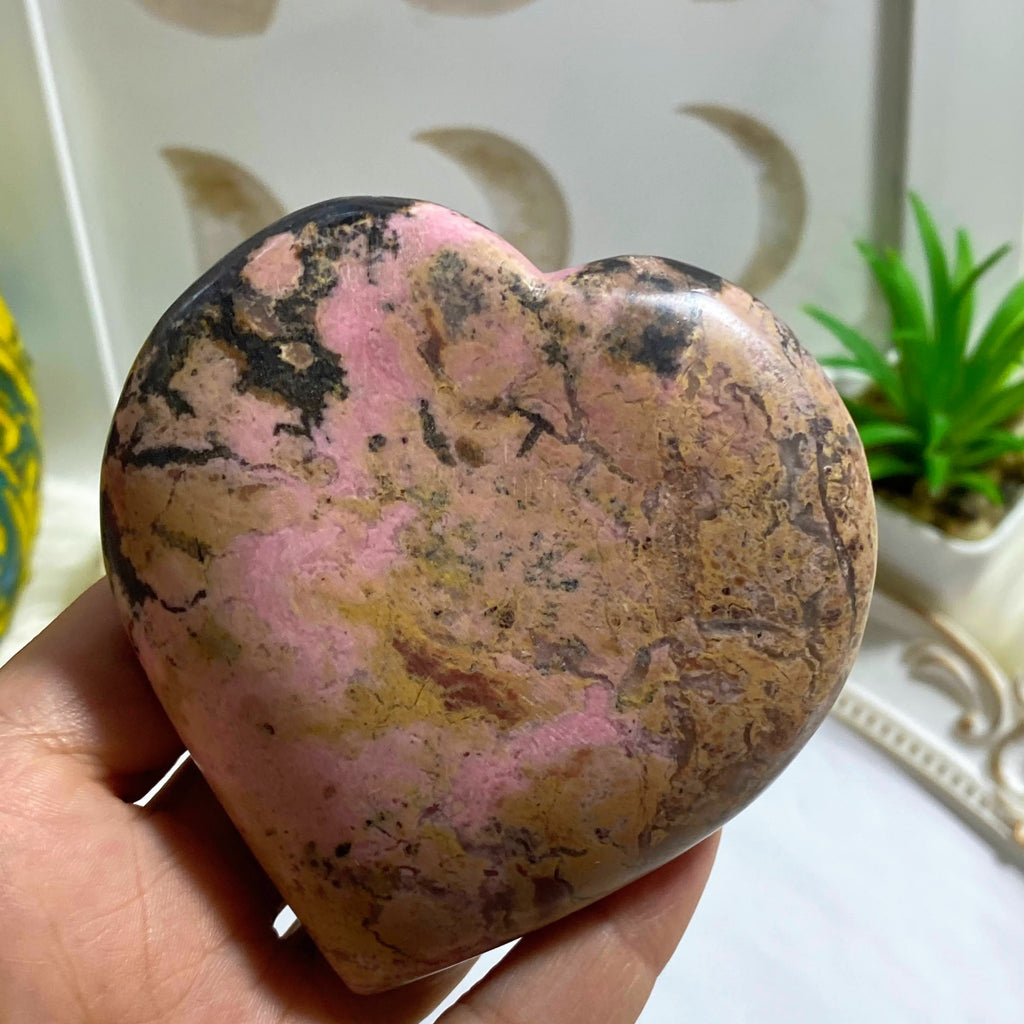 Rhodonite Large Love Heart Carving #1 REDUCED - Earth Family Crystals