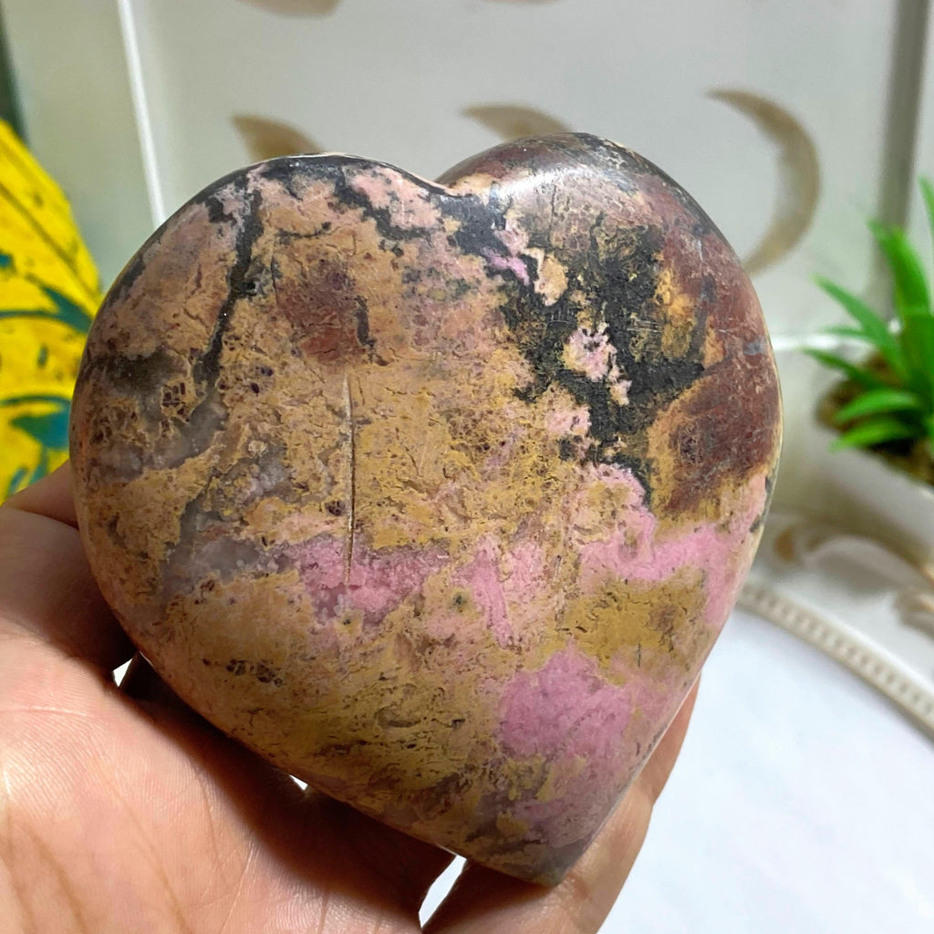 Rhodonite Large Love Heart Carving #1 REDUCED - Earth Family Crystals