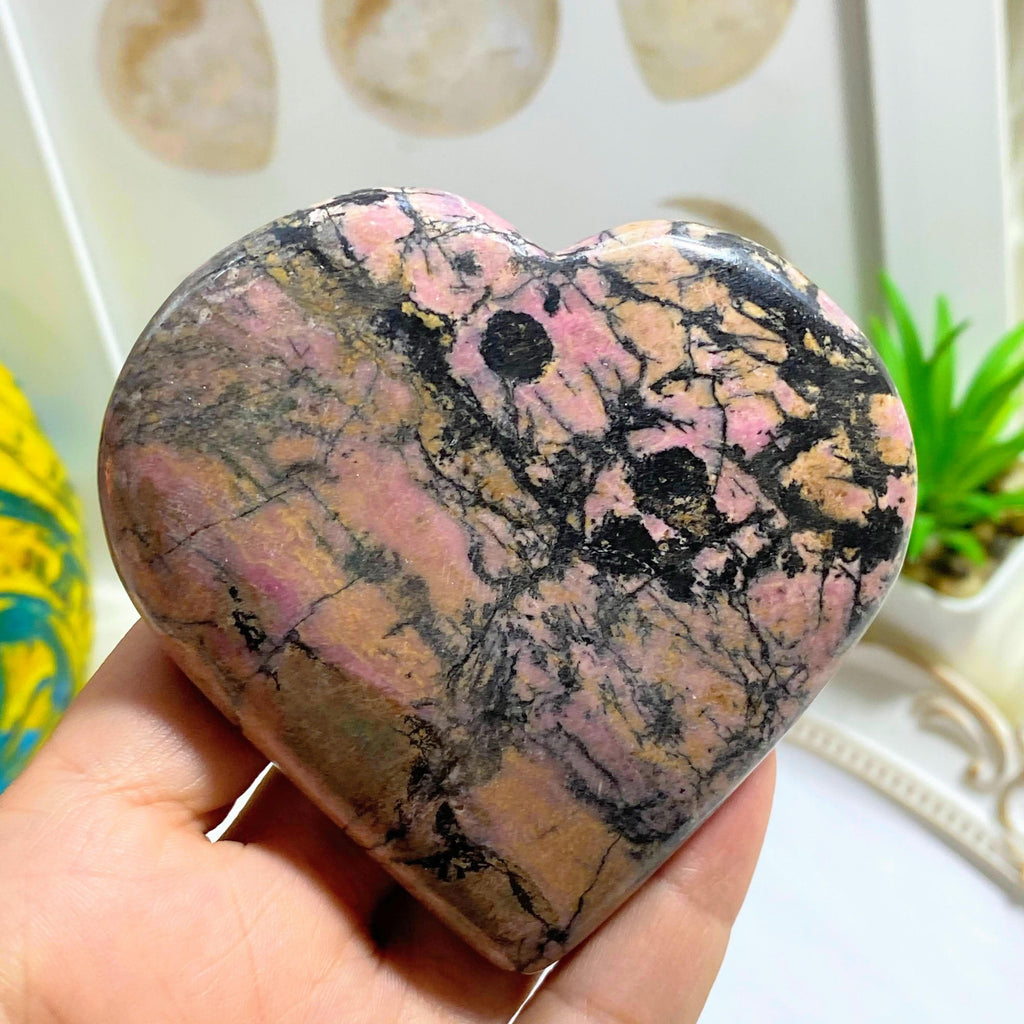 Rhodonite Large Love Heart Carving #2 - Earth Family Crystals