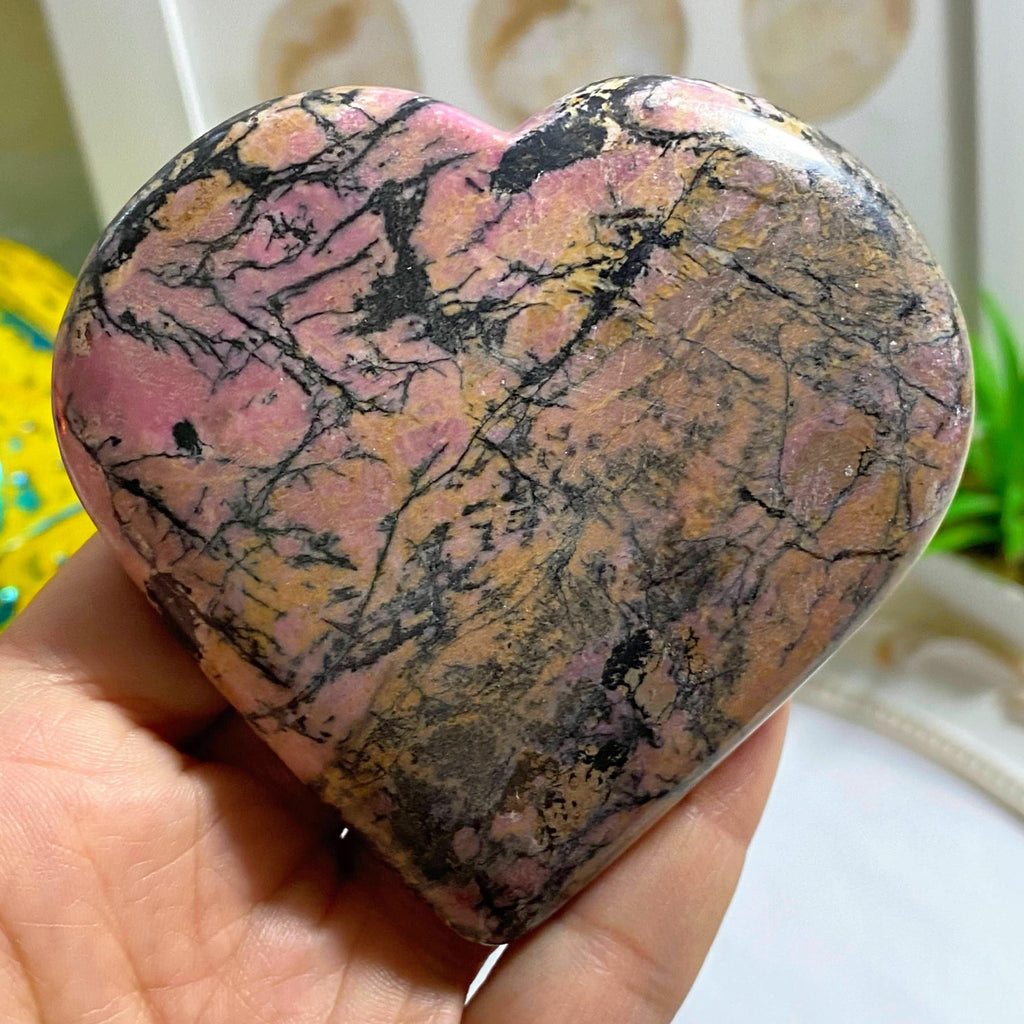Rhodonite Large Love Heart Carving #2 - Earth Family Crystals