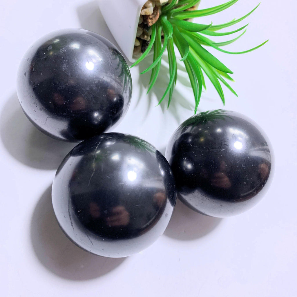 EMF Protection~Polished Shungite Medium Sphere From Russia - Earth Family Crystals