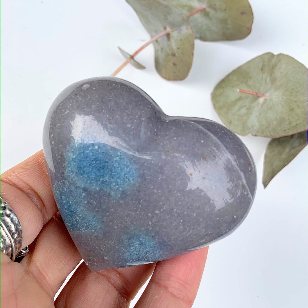 Lovely Blue Contrast Trolleite  Love Heart Carving From Brazil #7 - Earth Family Crystals