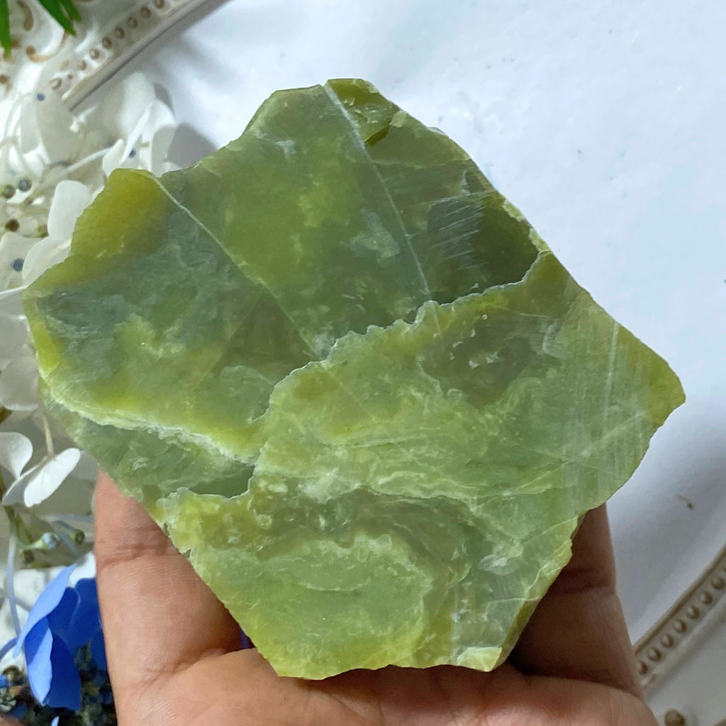 Natural Lime Green Healerite Slice Specimen (Serpentine) From Washington - Earth Family Crystals