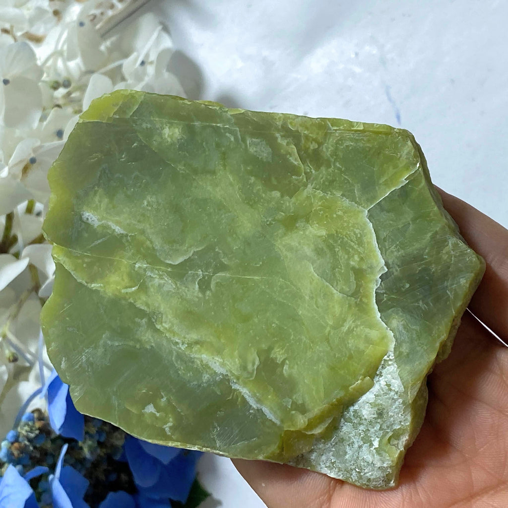 Natural Lime Green Healerite Slice Specimen (Serpentine) From Washington - Earth Family Crystals