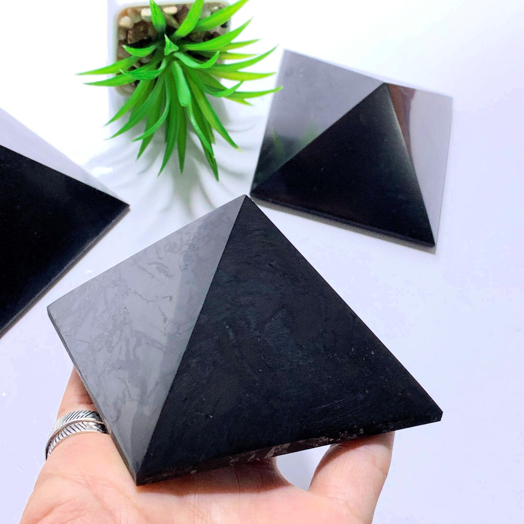 EMF Protective Large Shungite Polished Pyramid Carving~Locality Russia - Earth Family Crystals