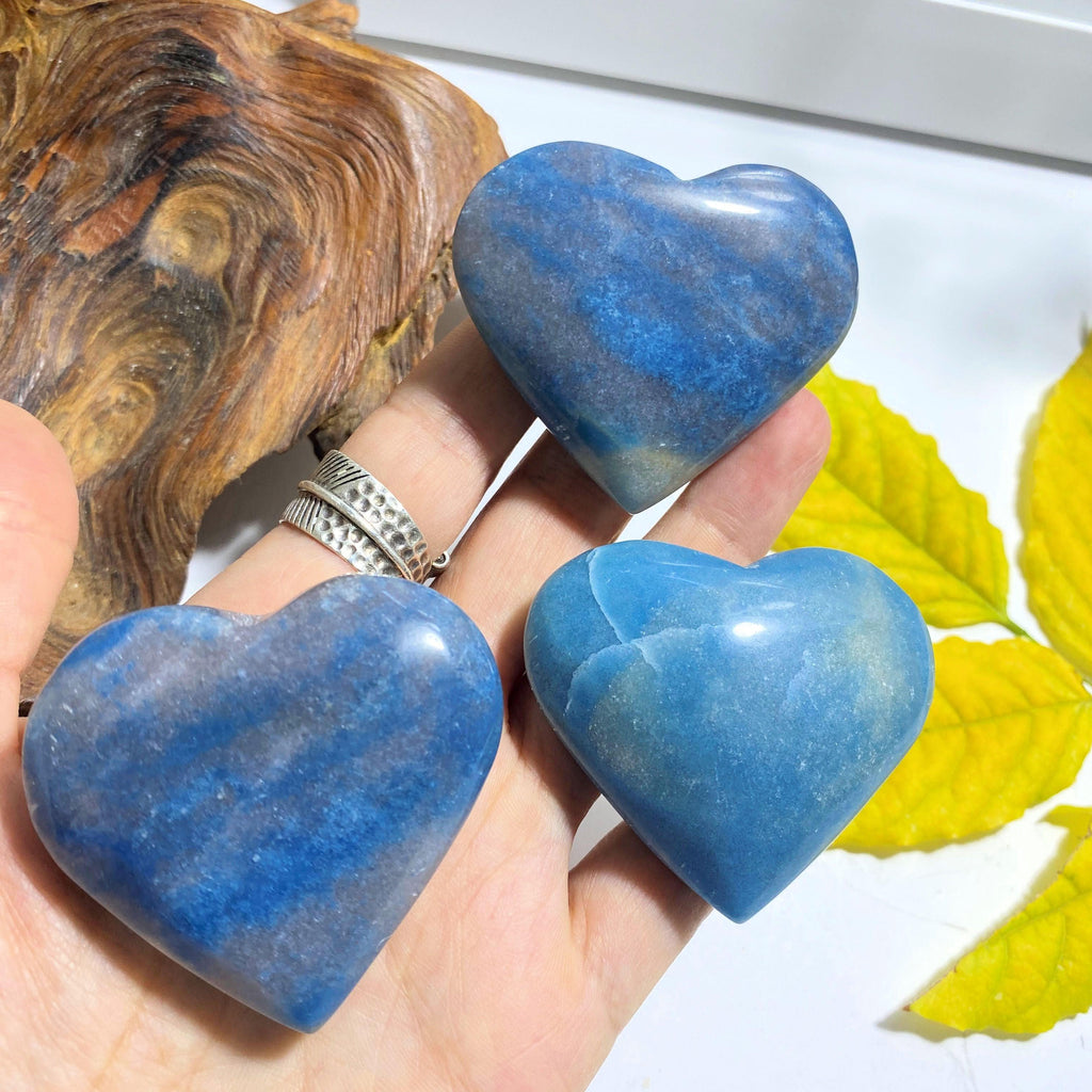 One Blue Trolleite Small Love Heart Carving From Brazil - Earth Family Crystals
