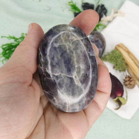 Violet-Blue Iolite Pillow Palm Stones ~ Throat Chakra Clearing - Earth Family Crystals