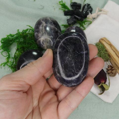 Violet-Blue Iolite Pillow Palm Stones ~ Throat Chakra Clearing - Earth Family Crystals