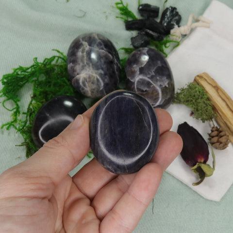 Violet-Blue Iolite Pillow Palm Stones ~ Throat Chakra Clearing - Earth Family Crystals