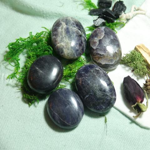 Violet-Blue Iolite Pillow Palm Stones ~ Throat Chakra Clearing - Earth Family Crystals
