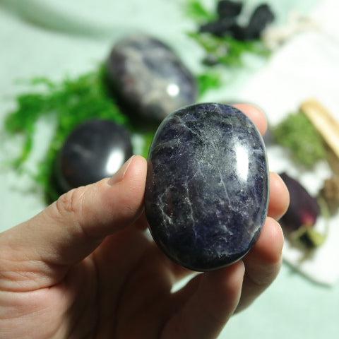 Violet-Blue Iolite Pillow Palm Stones ~ Throat Chakra Clearing - Earth Family Crystals
