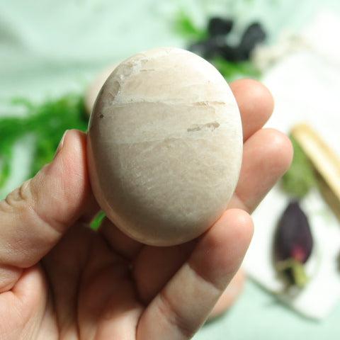 Peach Moonstone Pillow Palm Stone ~ Soothing and Healing Energy - Earth Family Crystals