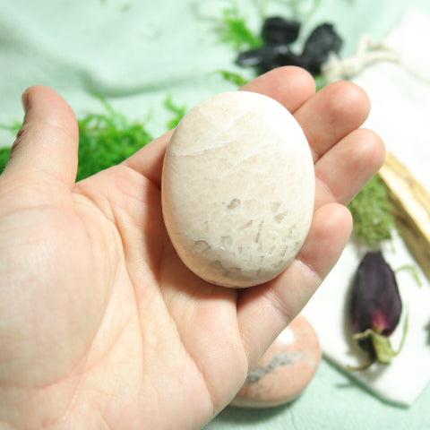 Peach Moonstone Pillow Palm Stone ~ Soothing and Healing Energy - Earth Family Crystals