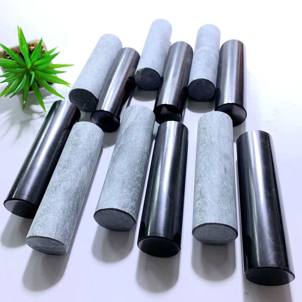 EMF Protection! Set of Shungite & Talcum Pharaoh’s Cylinders for Healing - Earth Family Crystals