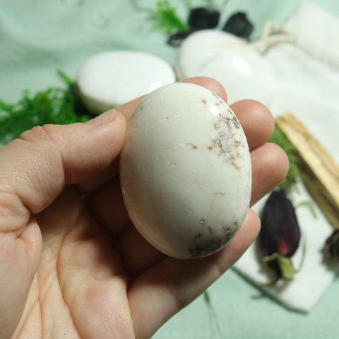 White Scolecite Pillow Palm Stone ~ Beautiful Balanced Energy - Earth Family Crystals
