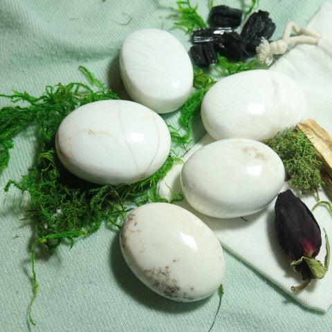 White Scolecite Pillow Palm Stone ~ Beautiful Balanced Energy - Earth Family Crystals