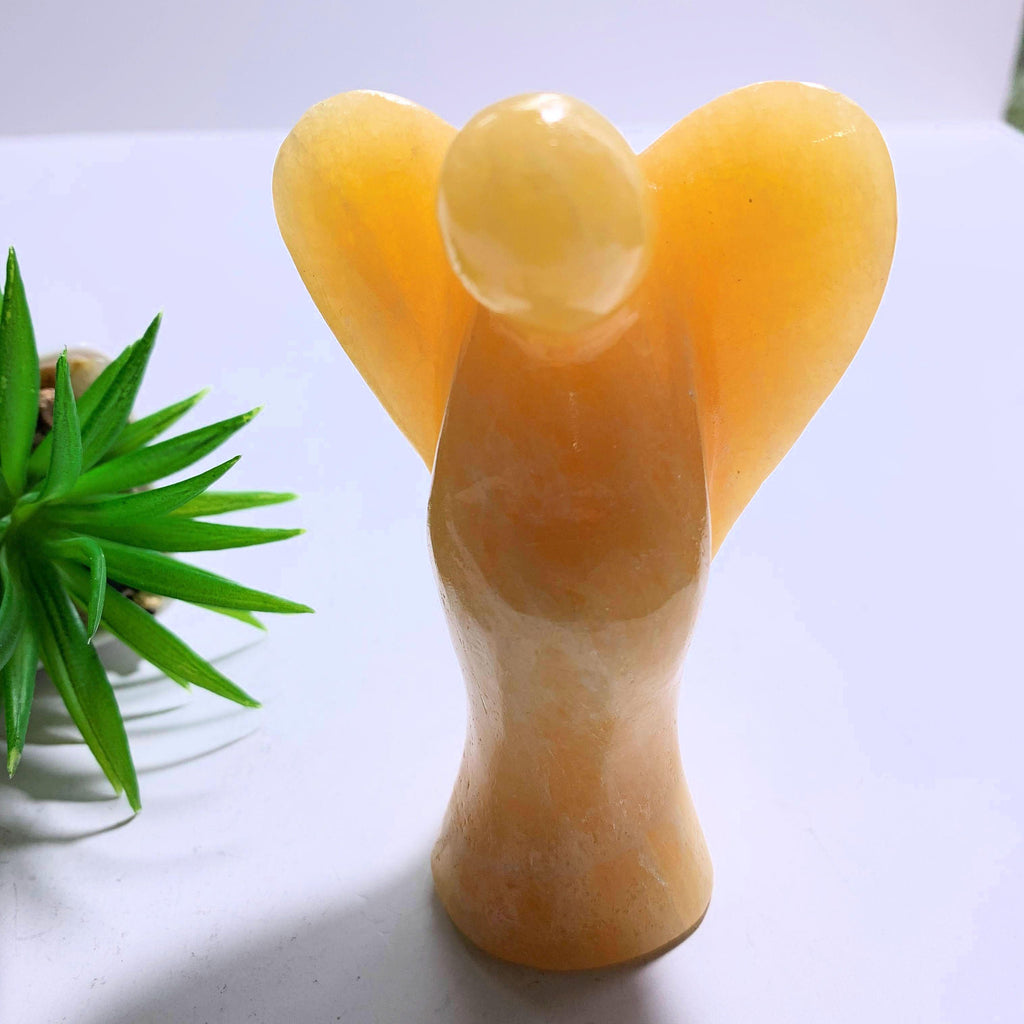 RESERVED FOR KIMBERLEY.M~Orange Calcite Large Angel Carving - Earth Family Crystals