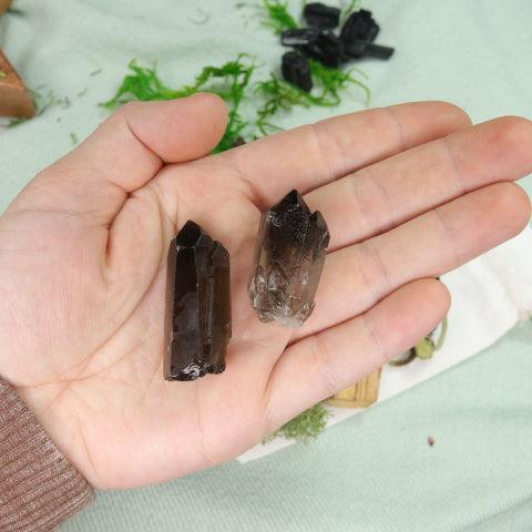 Natural Smoky Quartz Points from Brazil ~ Set of 2 ~ Ideal for Crystal Grids - Earth Family Crystals