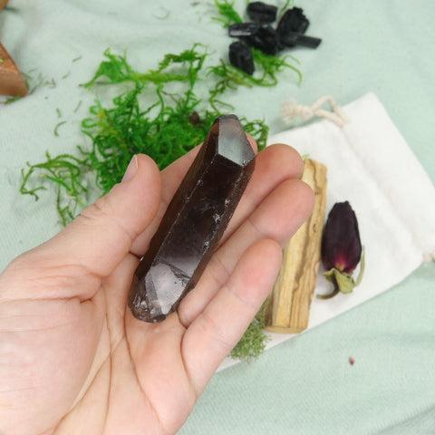 Natural Smoky Quartz Point from Brazil ~ Ideal for Crystal Grid or Pocket Stone - Earth Family Crystals