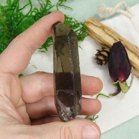 Natural Smoky Quartz Point from Brazil ~ Ideal for Crystal Grid or Pocket Stone - Earth Family Crystals