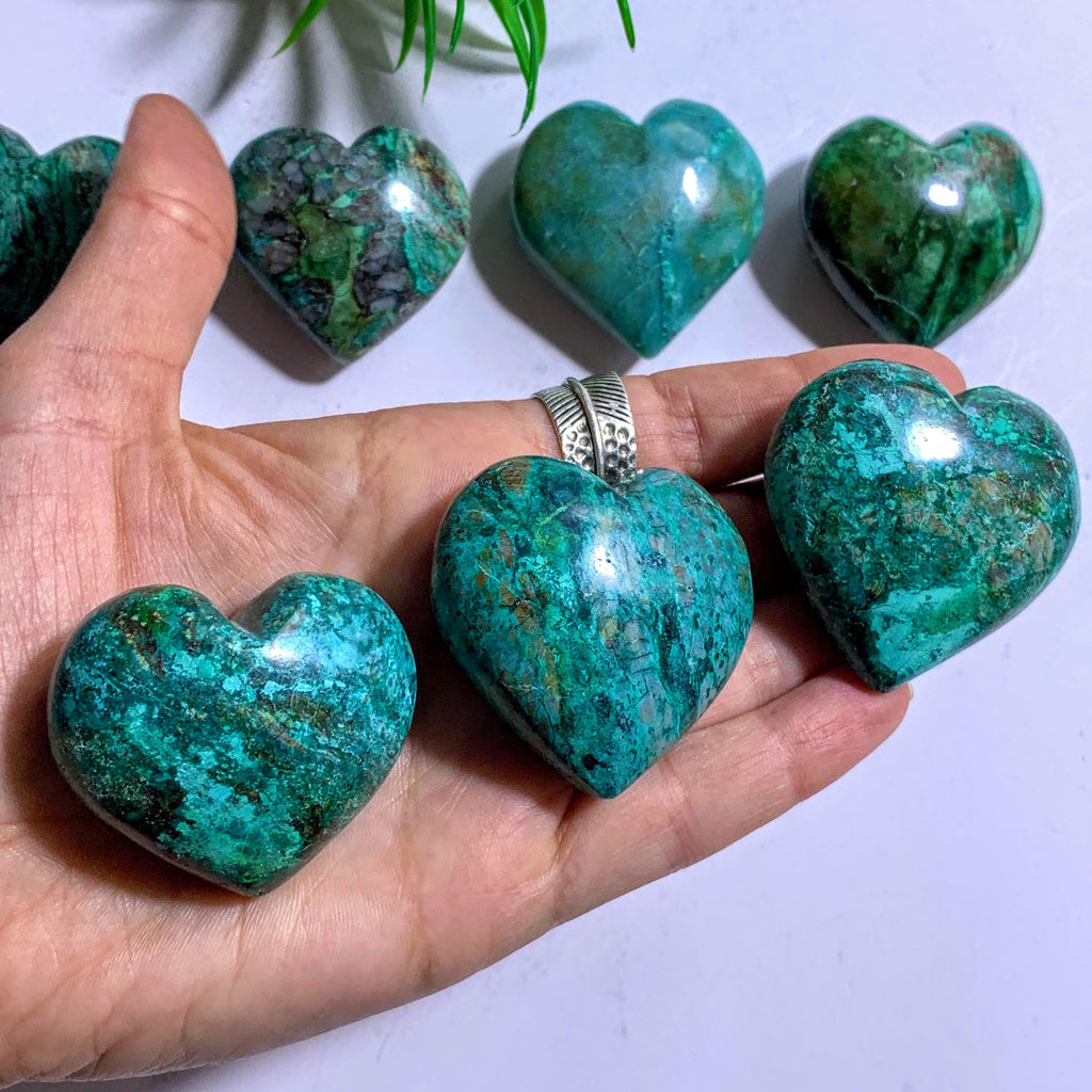 One Chrysocolla Small Hand Held Love Heart~Locality Peru - Earth Family Crystals