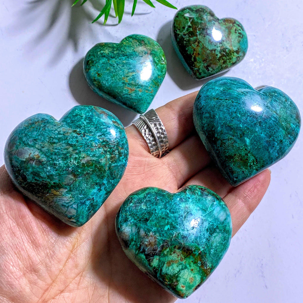 One Chrysocolla Medium Hand Held Love Heart~Locality Peru - Earth Family Crystals