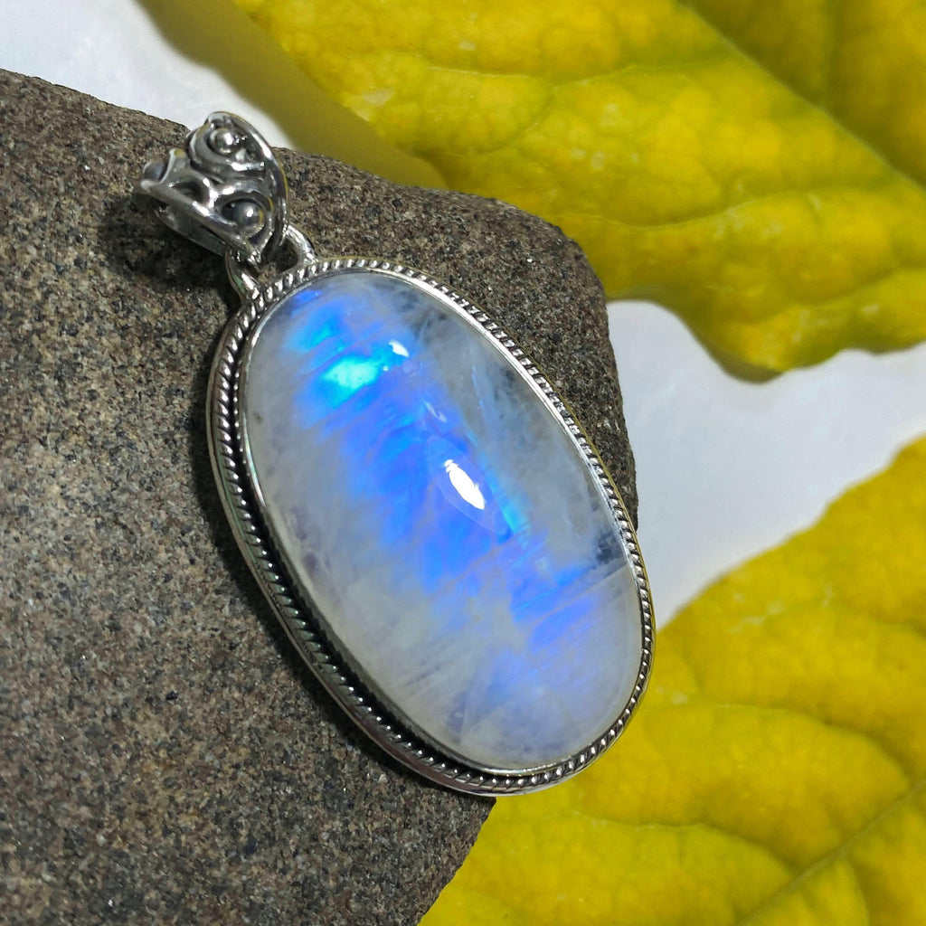 Flashy Rainbow Moonstone Sterling Silver Pendant (Includes Silver Chain) #6 - Earth Family Crystals