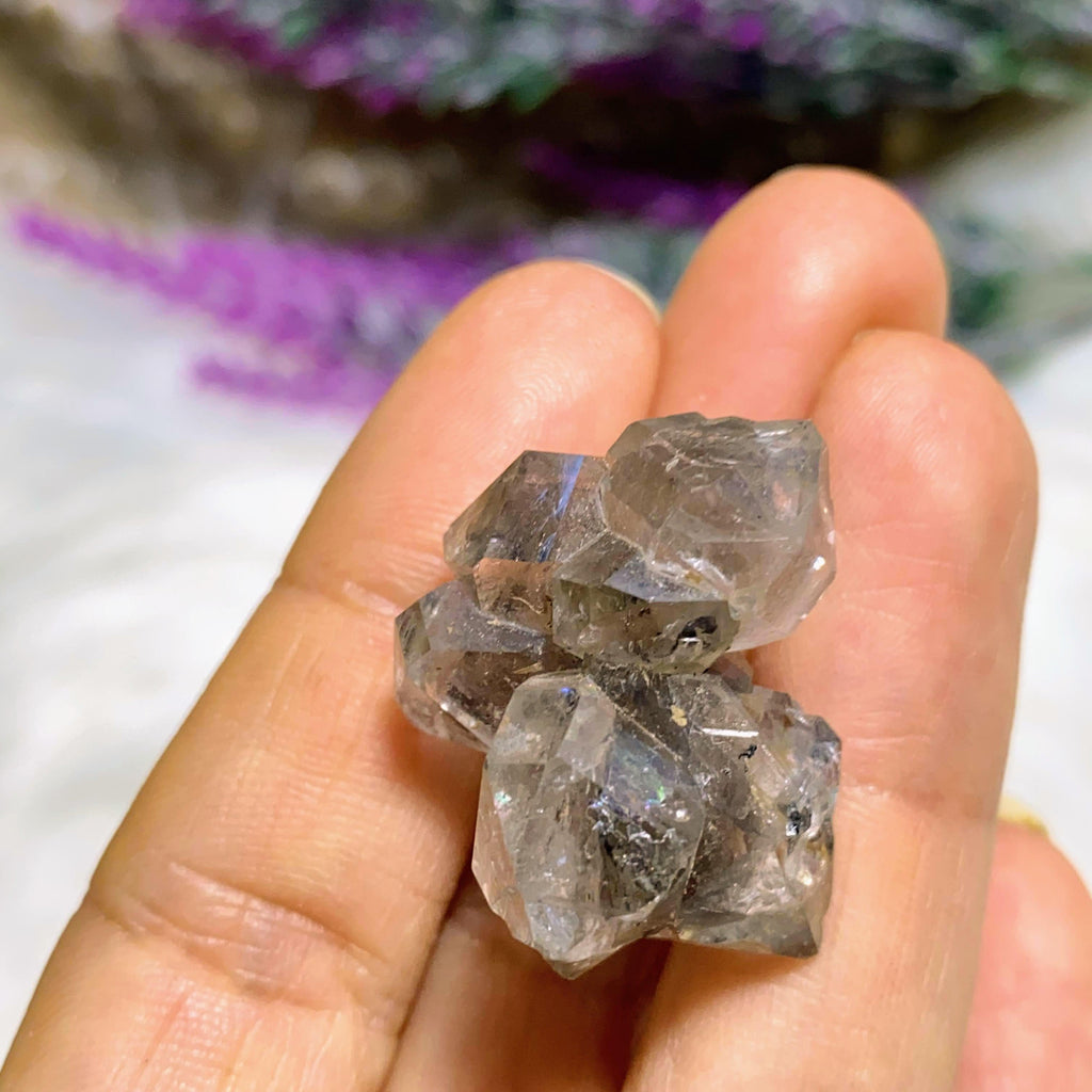 Incredible Rainbows! Smoky Herkimer Diamond Natural Cluster From Herkimer, New York, USA - Earth Family Crystals