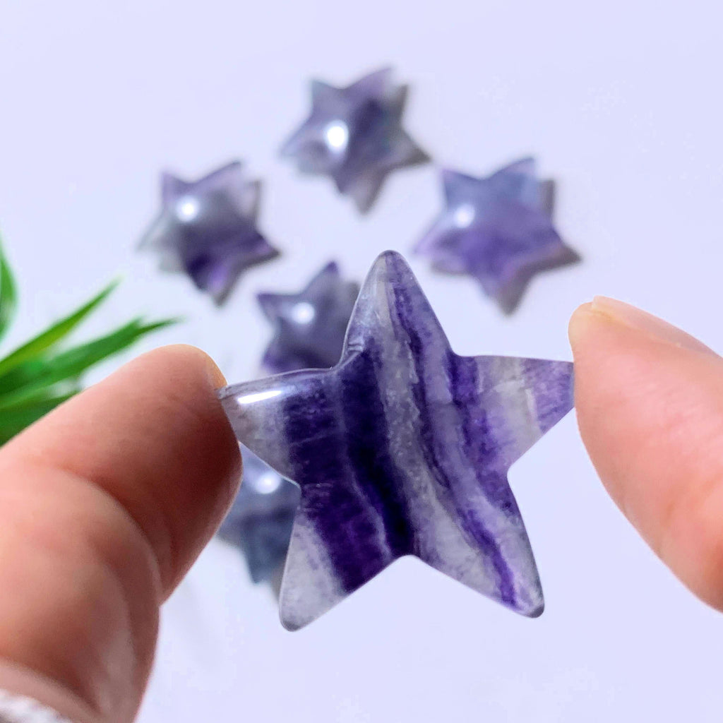 One Rainbow Fluorite Star Carving - Earth Family Crystals