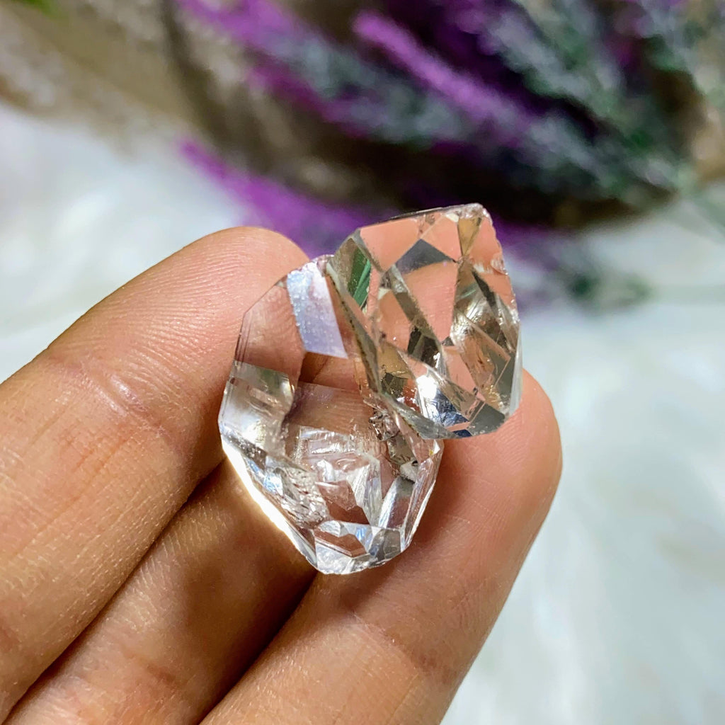 High Grade Ultra Clear Slightly Smoky  Herkimer Diamond Natural Double Cluster From Herkimer, New York, USA - Earth Family Crystals