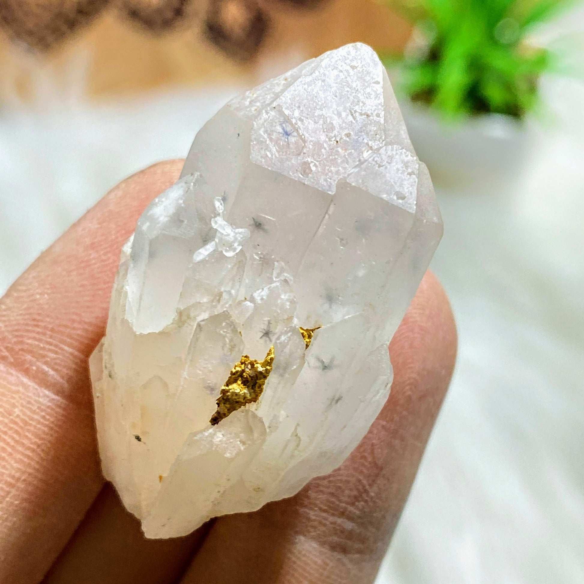Very Rare! Star Hollandite Clear Quartz Elestial Dainty Point With Phantom From Madagascar - Earth Family Crystals