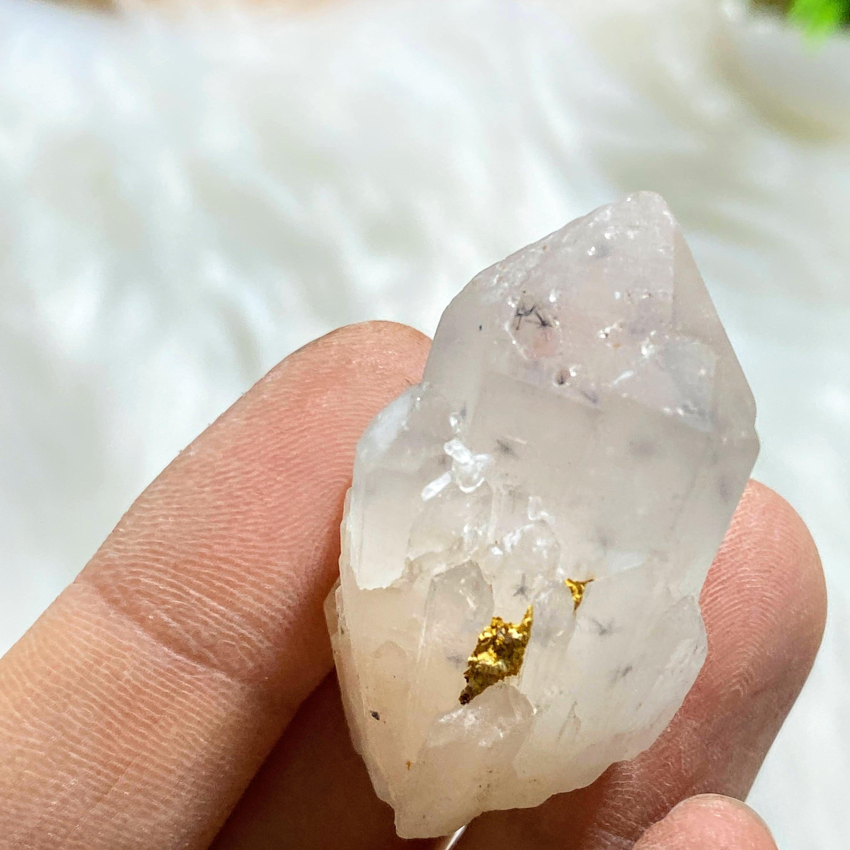 Very Rare! Star Hollandite Clear Quartz Elestial Dainty Point With Phantom From Madagascar - Earth Family Crystals