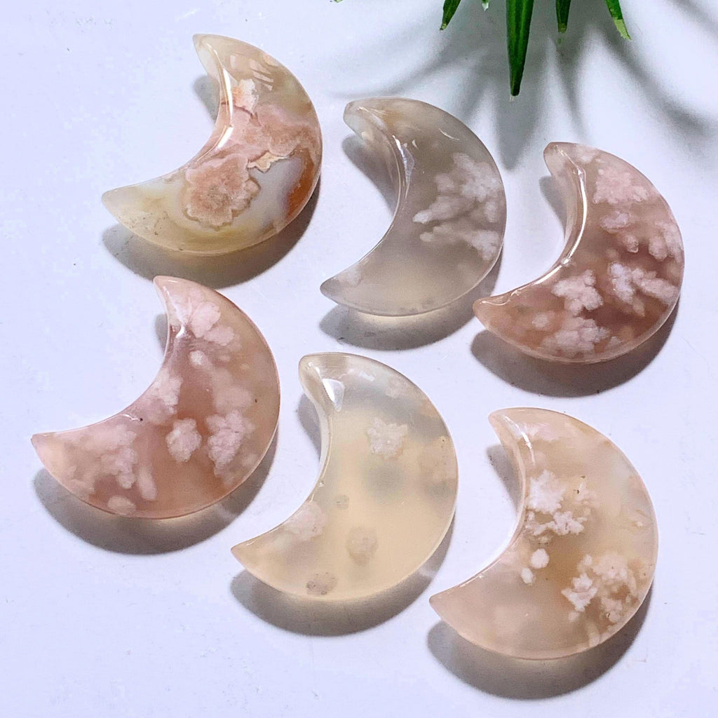 One Flower Agate Small Moon Carving ~Locality Madagascar - Earth Family Crystals