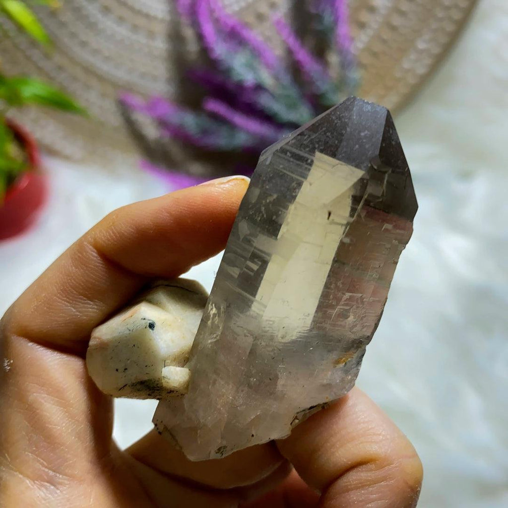 Fabulous High Grade Cathedral Smoky Quartz Point With Feldspar Inclusion~ Locality: S. Africa - Earth Family Crystals