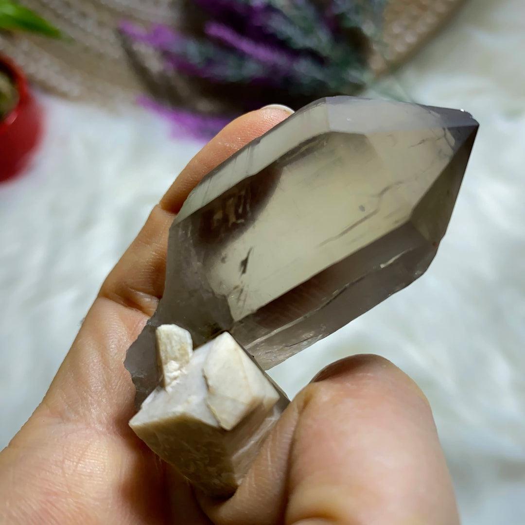 Fabulous High Grade Cathedral Smoky Quartz Point With Feldspar Inclusion~ Locality: S. Africa - Earth Family Crystals