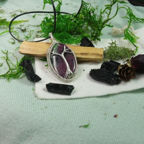 Ruby in Zoisite Tree of Life Wire Wrapped Pendant~ Includes Necklace Cord - Earth Family Crystals