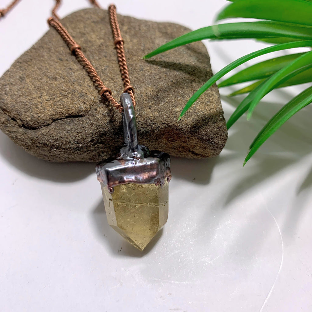 Handmade Partially Polished Natural Citrine Antiqued Copper Necklace (24 inch chain) - Earth Family Crystals