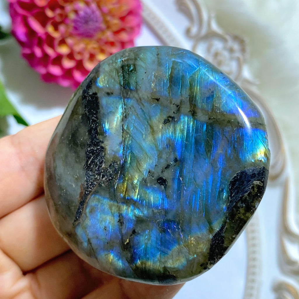 Mysterious Flashes Labradorite Palm Stone *REDUCED - Earth Family Crystals