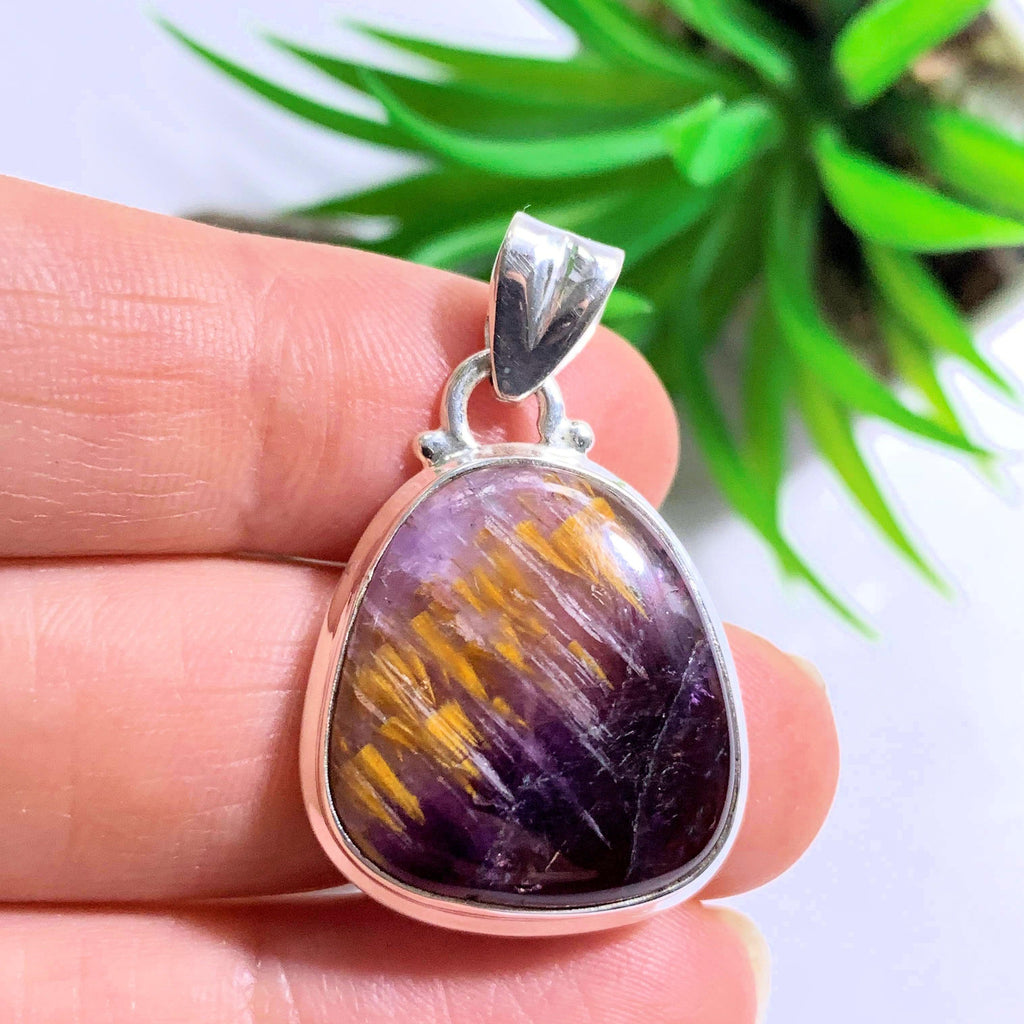 Stunning Rare Cacoxenite & Amethyst Gemstone Pendant in Sterling Silver (Includes Silver Chain) #1 - Earth Family Crystals