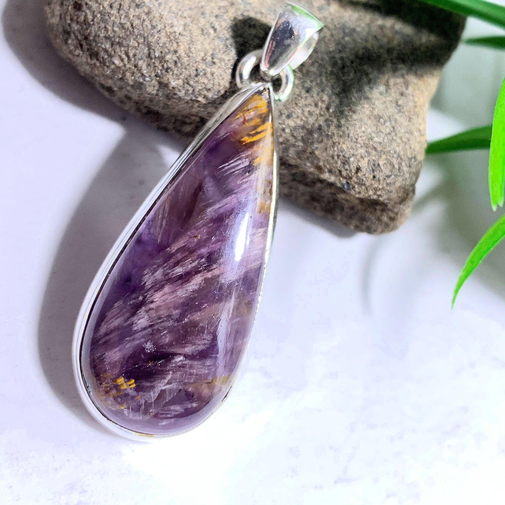 Stunning Rare Cacoxenite & Amethyst Gemstone Pendant in Sterling Silver (Includes Silver Chain) #2 - Earth Family Crystals
