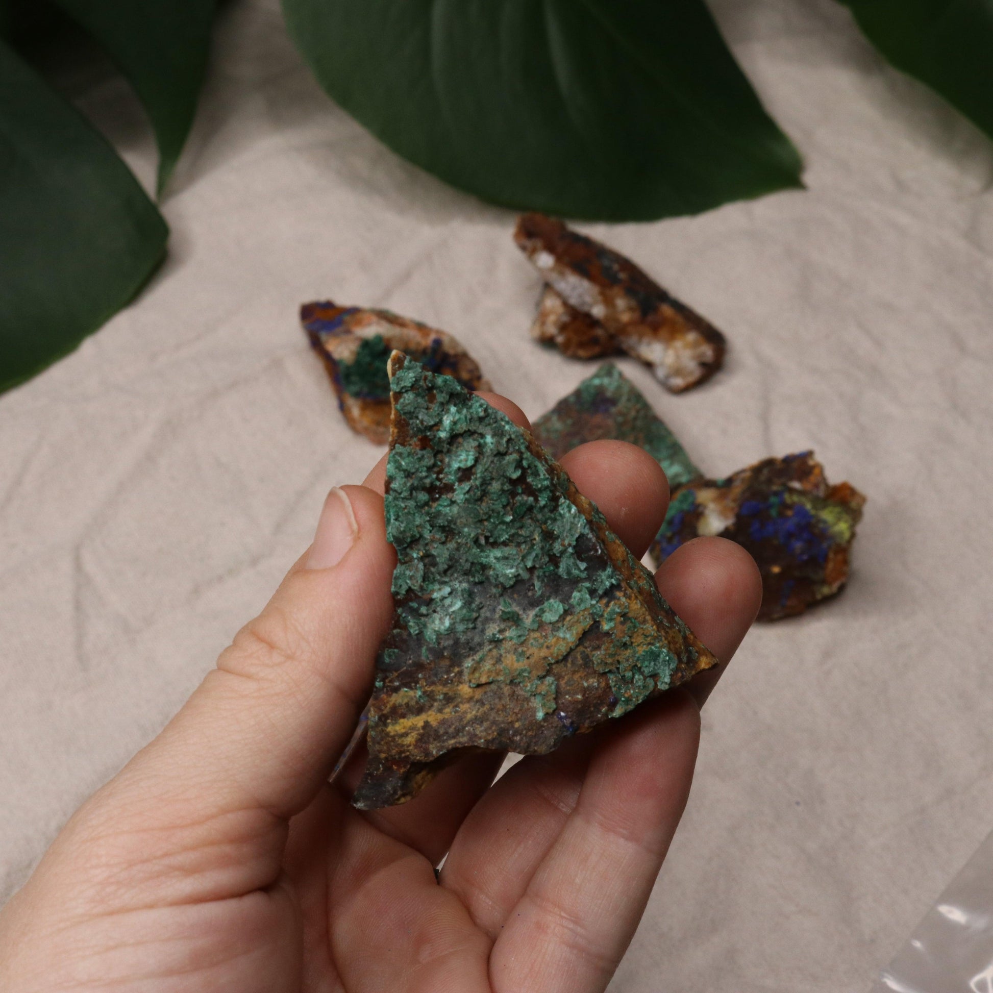 Rough Azurite and Malachite Specimen Set of 8 from Morocco - Earth Family Crystals