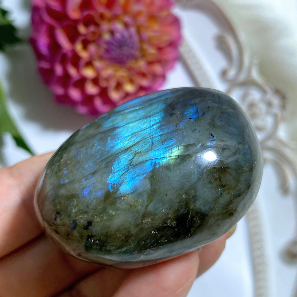 Mysterious Flashes Labradorite Palm Stone #2 - Earth Family Crystals