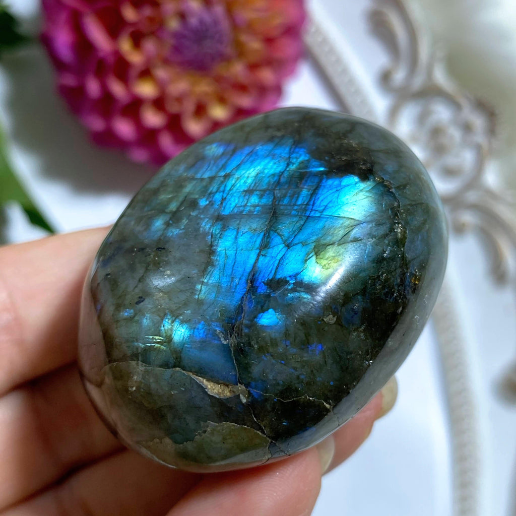 Mysterious Flashes Labradorite Palm Stone #2 - Earth Family Crystals