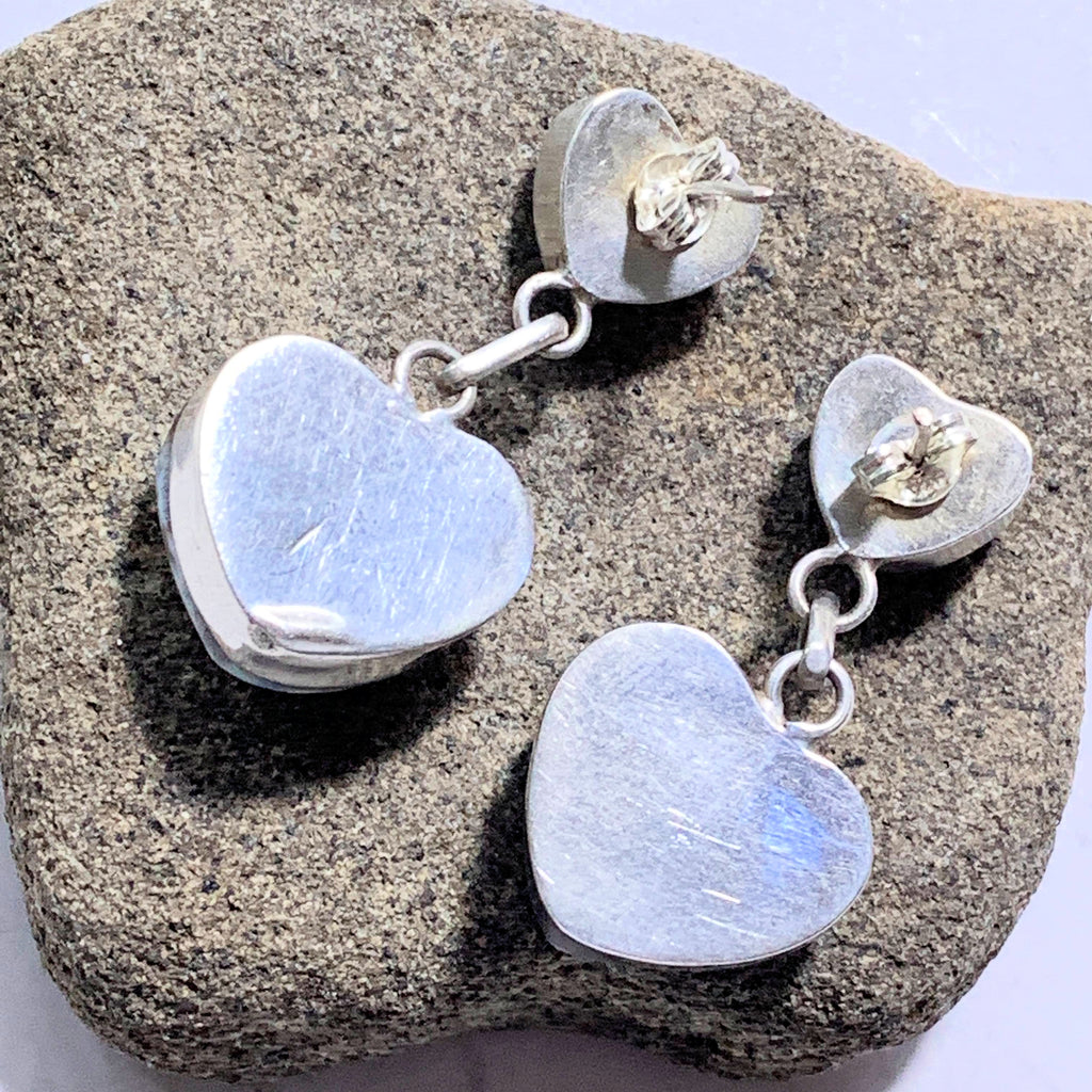 Rare Combo~Blue Larimar & Red Hematite Heart Gemstone Earrings In Sterling Silver *REDUCED - Earth Family Crystals