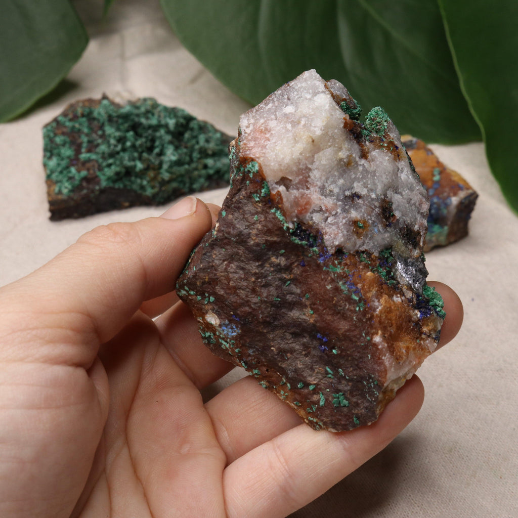 Rough Azurite and Malachite Specimen Set of 3 from Morocco - Earth Family Crystals