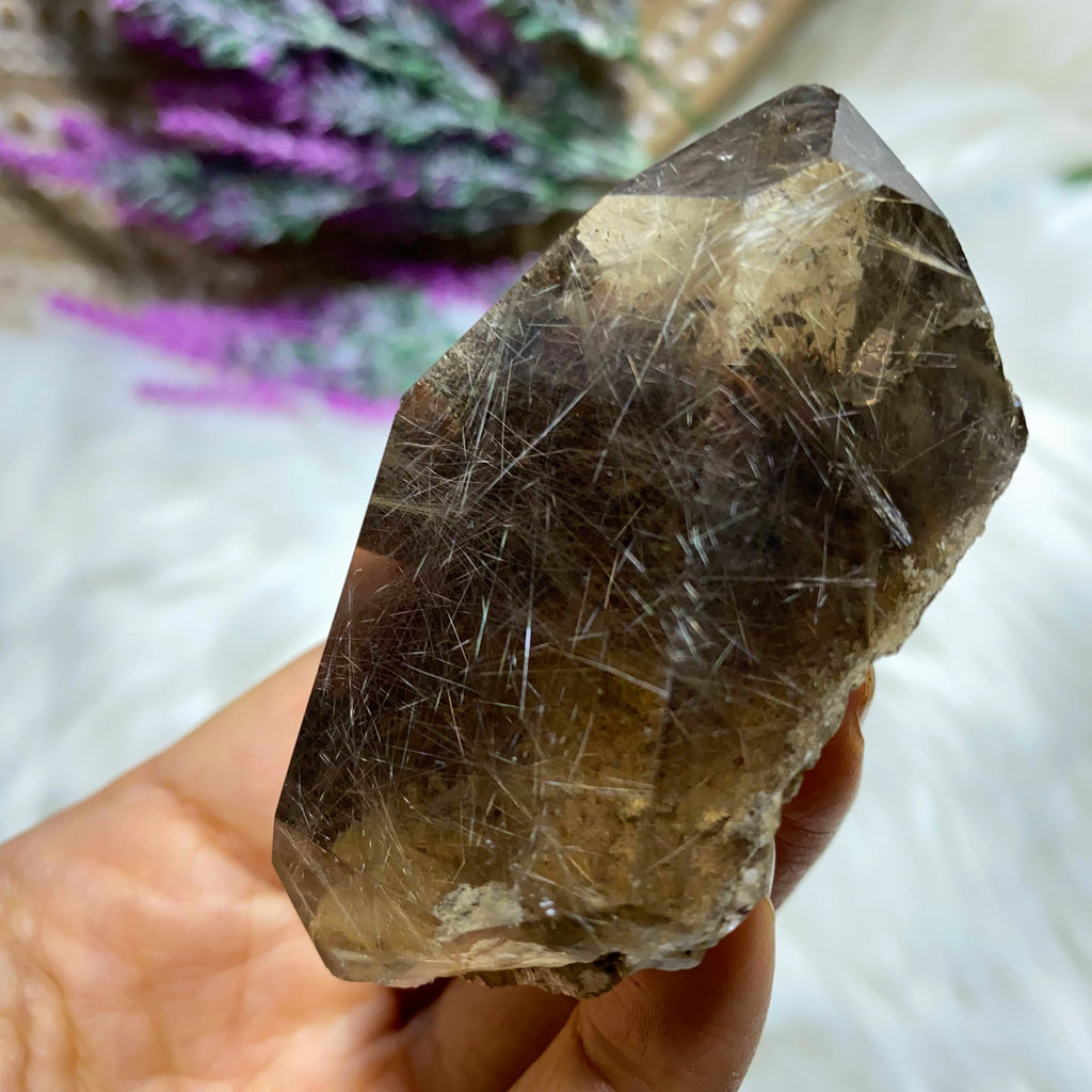 Incredible Rutilated Smoky Quartz Partially Polished Specimen~ Locality: Brazil - Earth Family Crystals