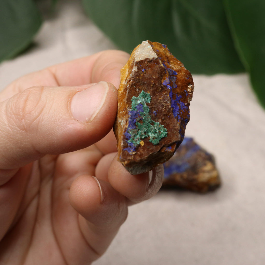Rough Azurite and Malachite Specimen Set of 2 from Morocco - Earth Family Crystals