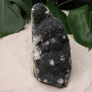 Luxe Deep Dark Amethyst Large Display Specimen from Uruguay with Micro-Druze and Calcite Inclusions - Earth Family Crystals