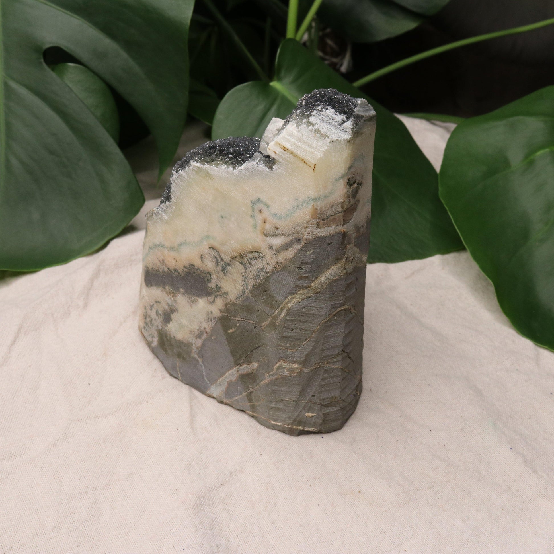 Luxe Deep Dark Amethyst Large Display Specimen from Uruguay with Micro-Druze and Calcite Inclusions - Earth Family Crystals